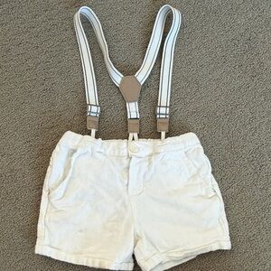 Kids White Shorts with Suspenders